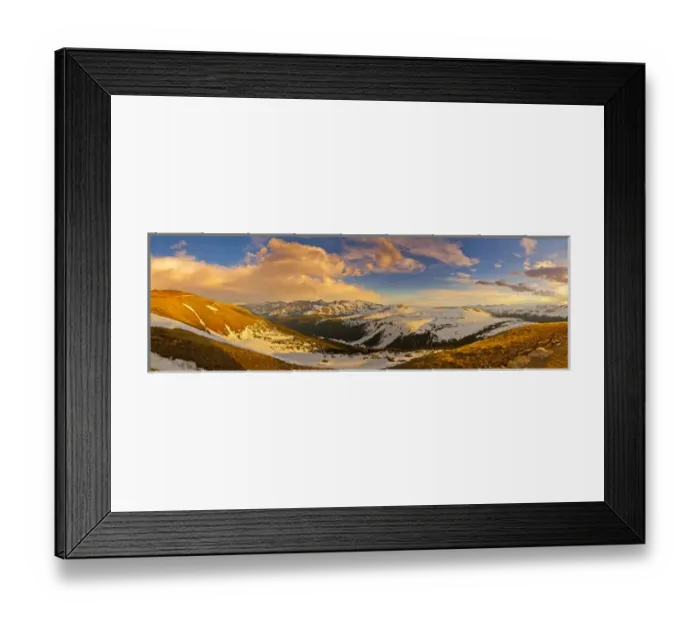 Framed Print : USA, Colorado, Rocky Mountain National Park. Panoramic overlook from Trail Ridge Road at sunset Framed Print : USA, Colorado, Rocky Mountain National Park. Panoramic overlook from Trail Ridge Road at sunset
