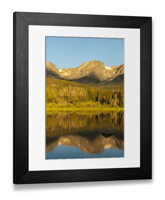 Framed Print : USA, Colorado, Rocky Mountain National Park. Mountain reflection in Sprague Lake Framed Print : USA, Colorado, Rocky Mountain National Park. Mountain reflection in Sprague Lake