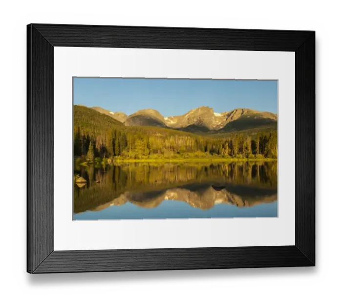 Framed Print : USA, Colorado, Rocky Mountain National Park. Mountain reflection in Sprague Lake