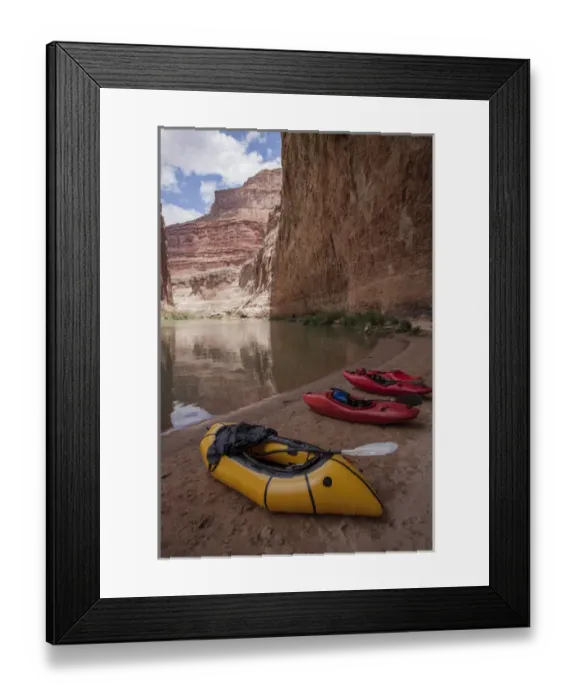 Framed Print : USA, Arizona, Grand Canyon National Park. Kayaks lie on the beach at Red Wall Cavern Framed Print : USA, Arizona, Grand Canyon National Park. Kayaks lie on the beach at Red Wall Cavern