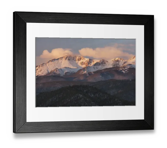 Framed Print : USA, Colorado, Pike National Forest. Clouds over Pikes Peak at sunrise. Credit as