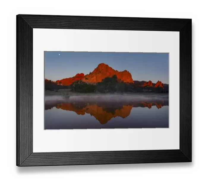 Framed Print : USA, Colorado, Colorado Springs. Sandstone cliff reflected in pond Framed Print : USA, Colorado, Colorado Springs. Sandstone cliff reflected in pond