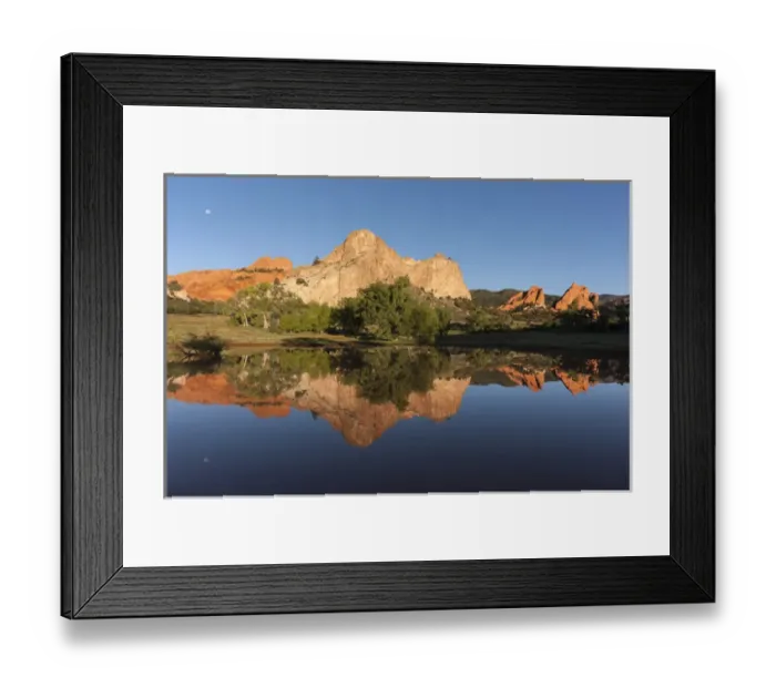 Framed Print : USA, Colorado, Colorado Springs. Sandstone cliff reflected in pond Framed Print : USA, Colorado, Colorado Springs. Sandstone cliff reflected in pond
