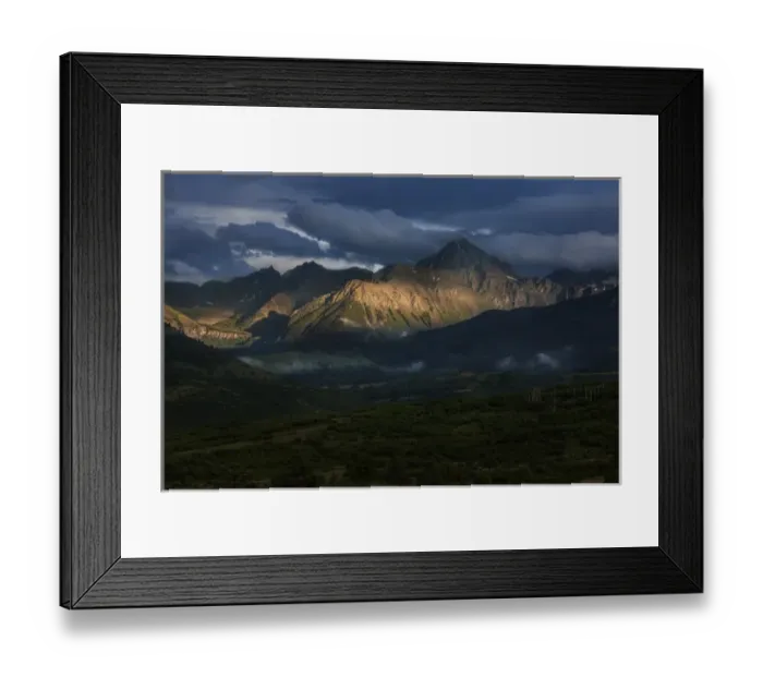 Framed Print : USA, Colorado, Sneffels Range. Sunset on mountain landscape