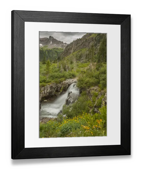 Framed Print : USA, Colorado, San Juan Mountains. Waterfall in Yankee Boy Basin Framed Print : USA, Colorado, San Juan Mountains. Waterfall in Yankee Boy Basin