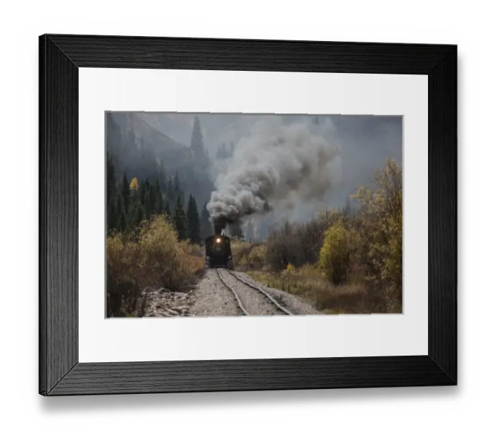 Framed Print : USA, Colorado, Silverton. Durango & Silverton Narrow Gauge train climbs grade. Credit as Framed Print : USA, Colorado, Silverton. Durango & Silverton Narrow Gauge train climbs grade. Credit as