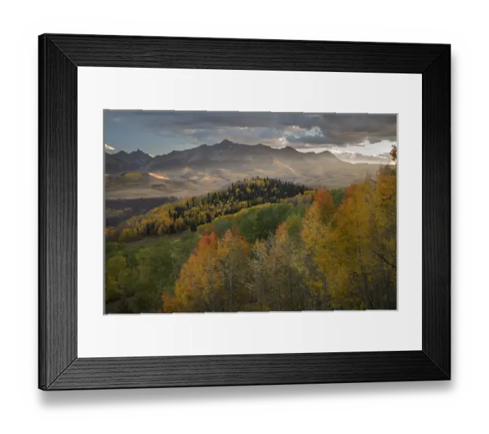 Framed Print : USA, Colorado, Uncompahgre National Forest. Mountains and autumn-colored forests