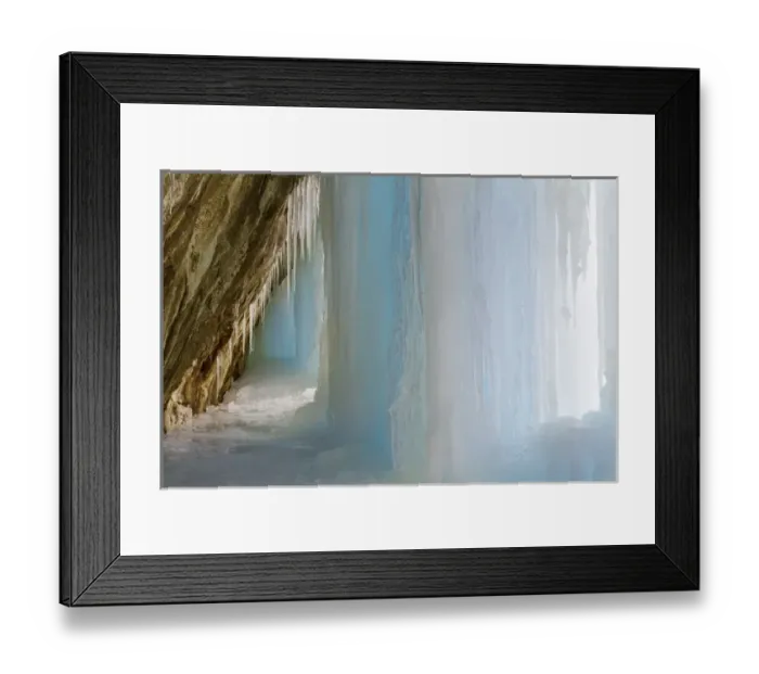 Framed Print : USA, Colorado, Rifle Mountain Park. Ice pillar in limestone cave