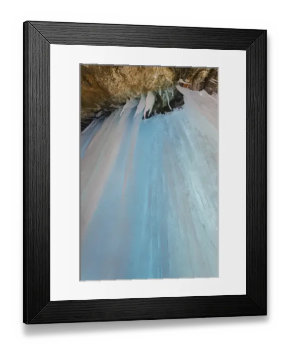 Framed Print : USA, Colorado, Rifle Mountain Park. Ice pillar in limestone cave