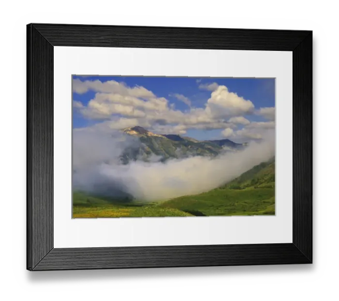 Framed Print : USA, Colorado, Crested Butte. Fog and mountain landscape Framed Print : USA, Colorado, Crested Butte. Fog and mountain landscape