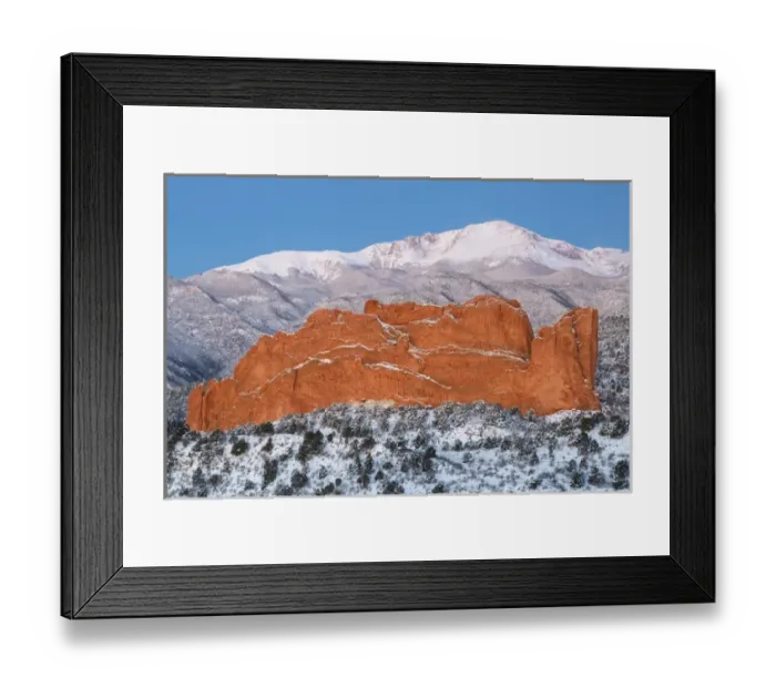 Framed Print : USA, Colorado, Colorado Springs. Pikes Peak and sandstone formation Framed Print : USA, Colorado, Colorado Springs. Pikes Peak and sandstone formation