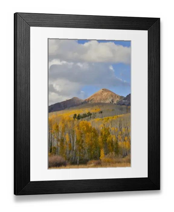 Framed Print : Autumn Keebler Pass, Colorado, last evening light on mountain range and aspens in Framed Print : Autumn Keebler Pass, Colorado, last evening light on mountain range and aspens in