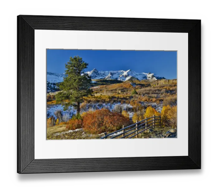 Framed Print : Dallas Mountain and San Juan Mountain Range, Colorado, Autumn colors and aspens glowing