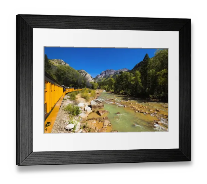 Framed Print : The Durango & Silverton Narrow Gauge Railroad on the Animas River, San Juan National Forest
