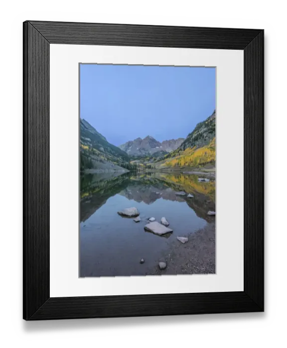 Framed Print : US, CO, White River NF, Maroon Bells with Autumn Color at Dawn