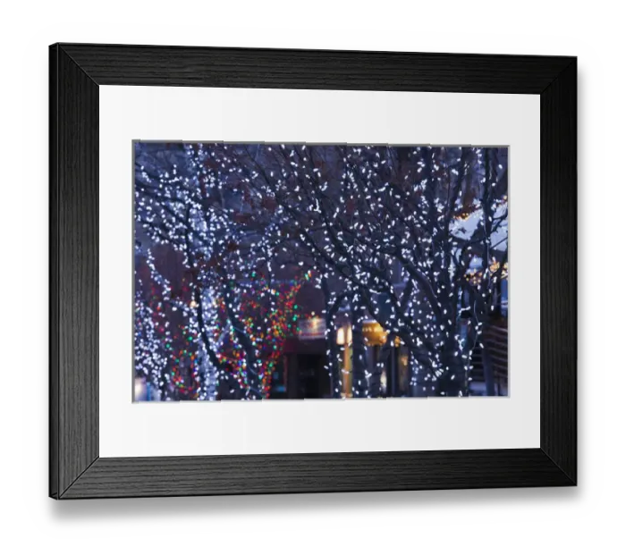 Framed Print : USA, Colorado, Aspen, Christmas lights on trees, Mill Street Mall Framed Print : USA, Colorado, Aspen, Christmas lights on trees, Mill Street Mall