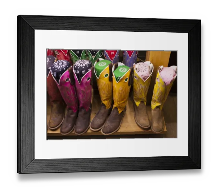 Framed Print : USA, Colorado, Aspen, Cowboy Boots, Kemo Sabe shop