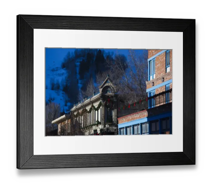 Framed Print : USA, Colorado, Aspen, downtown buildings, morning