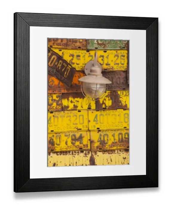 Framed Print : USA, Colorado, Crested Butte, building with license plate siding