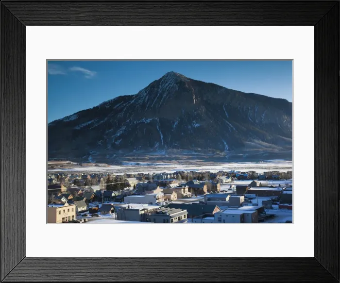 Framed Print : USA, Colorado, Crested Butte, elevated town view, with Mount Crested Butte, morning