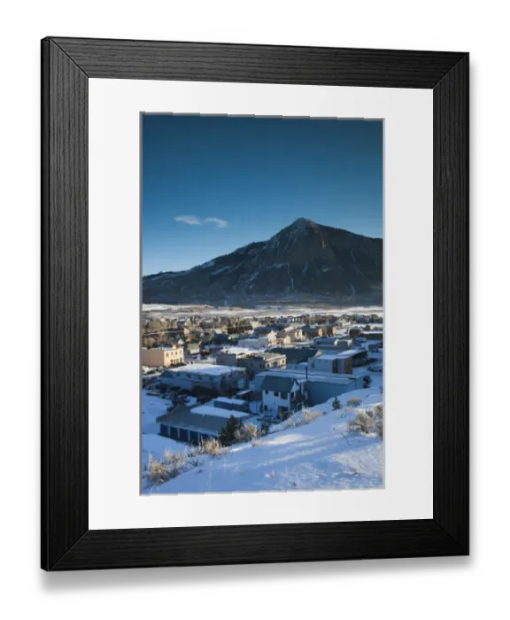 Framed Print : USA, Colorado, Crested Butte, elevated town view, with Mount Crested Butte, morning