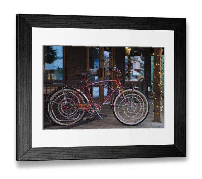 Framed Print : USA, Colorado, Crested Butte, Elk Avenue, bicycle covered in colored lights Framed Print : USA, Colorado, Crested Butte, Elk Avenue, bicycle covered in colored lights