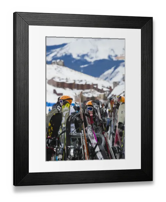 Framed Print : USA, Colorado, Crested Butte, Mount Crested Butte Ski Village, skis Framed Print : USA, Colorado, Crested Butte, Mount Crested Butte Ski Village, skis