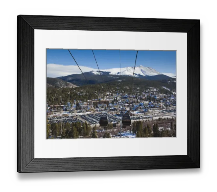 Framed Print : USA, Colorado, Breckenridge, ski lift gondolas and Mount Baldy Framed Print : USA, Colorado, Breckenridge, ski lift gondolas and Mount Baldy
