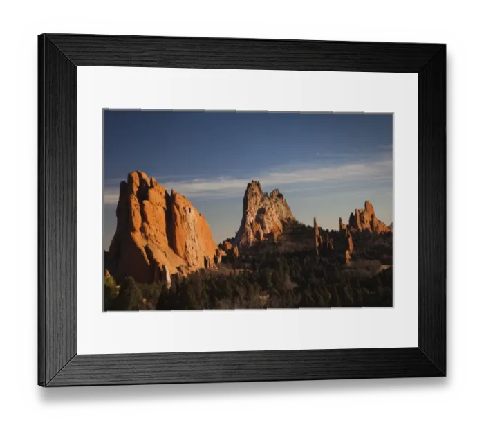 Framed Print : USA, Colorado, Colorado Springs, Garden of the Gods, rock formations at sunset