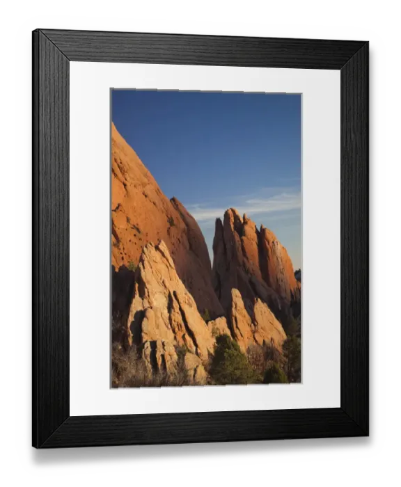 Framed Print : USA, Colorado, Colorado Springs, Garden of the Gods, rock formations at sunset