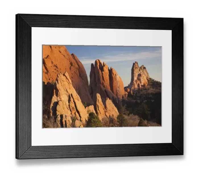 Framed Print : USA, Colorado, Colorado Springs, Garden of the Gods, rock formations at sunset Framed Print : USA, Colorado, Colorado Springs, Garden of the Gods, rock formations at sunset