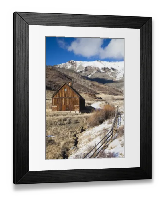 Framed Print : USA, Colorado, Telluride, wood barns, winter Framed Print : USA, Colorado, Telluride, wood barns, winter