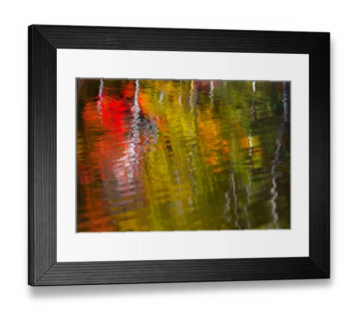 Framed Print : Rippled reflections of fall foliage in Blackledge Pond as the wind blew the water Framed Print : Rippled reflections of fall foliage in Blackledge Pond as the wind blew the water