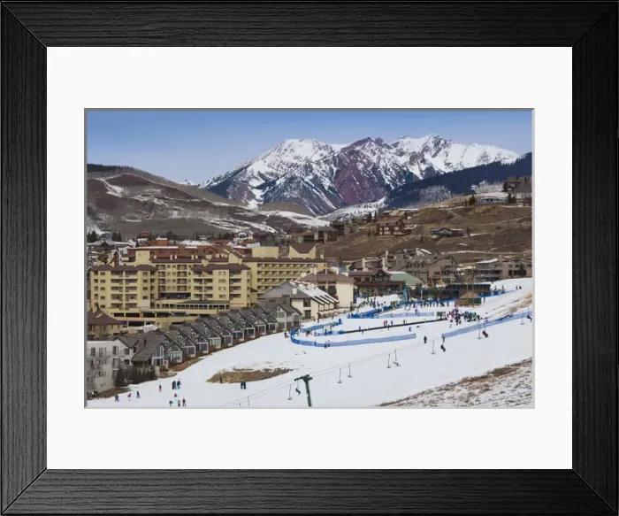 Framed Print : USA, Colorado, Crested Butte, Mount Crested Butte Ski Village, elevated view
