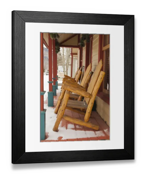 Framed Print : USA, Colorado, Crested Butte, rocking chairs on porch Framed Print : USA, Colorado, Crested Butte, rocking chairs on porch
