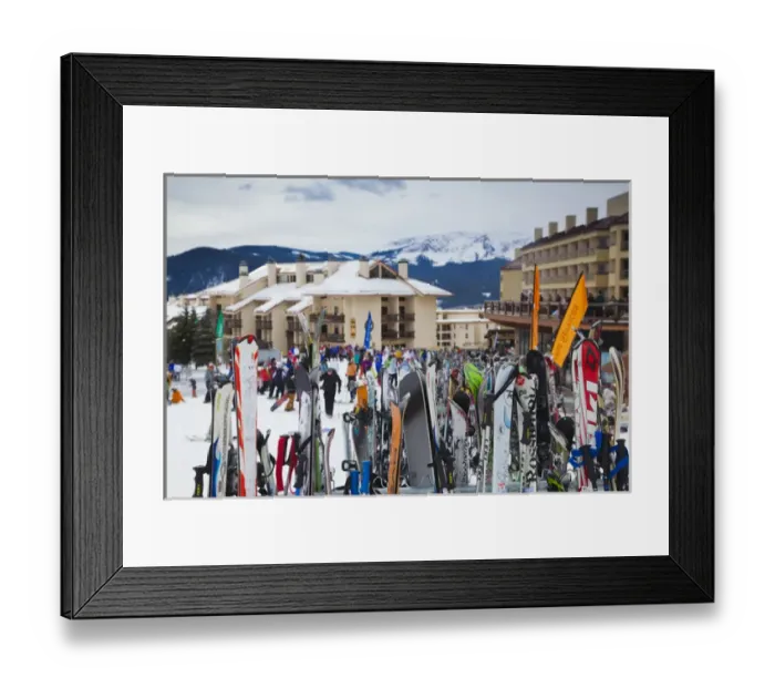 Framed Print : USA, Colorado, Crested Butte, Mount Crested Butte Ski Village, skis Framed Print : USA, Colorado, Crested Butte, Mount Crested Butte Ski Village, skis