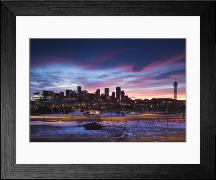 Framed Print : USA, Colorado, Denver, city view from the west, dawn Framed Print : USA, Colorado, Denver, city view from the west, dawn