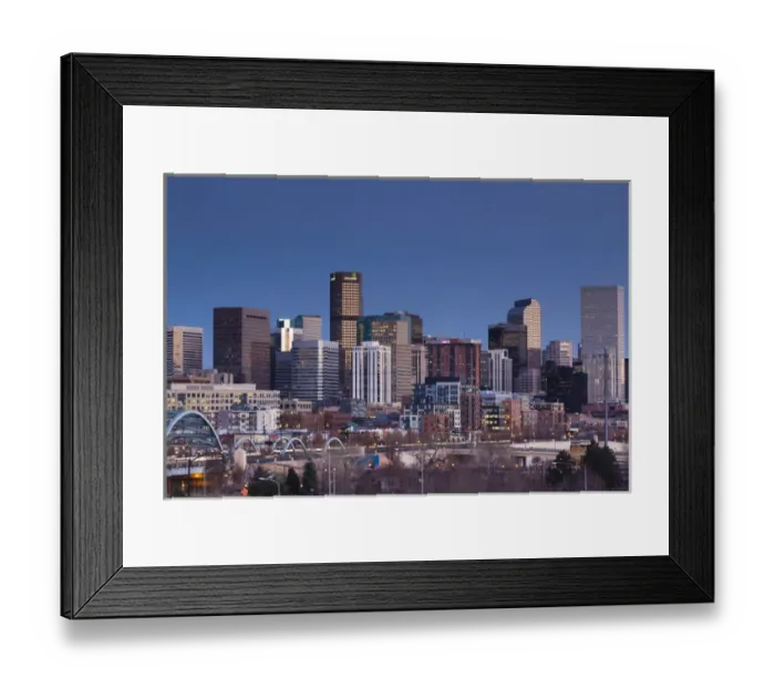 Framed Print : USA, Colorado, Denver, city view from the west, dusk Framed Print : USA, Colorado, Denver, city view from the west, dusk