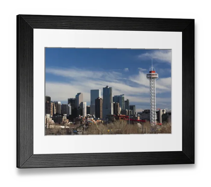 Framed Print : USA, Colorado, Denver, city view from the west, late afternoon with Elitch Gardens Framed Print : USA, Colorado, Denver, city view from the west, late afternoon with Elitch Gardens