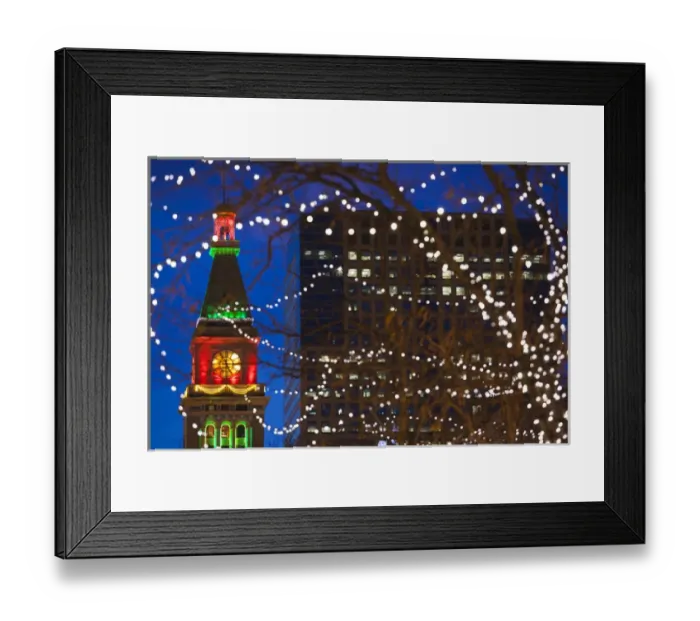 Framed Print : USA, Colorado, Denver, Daniels and Fisher Tower with Christmas Lighting, dusk