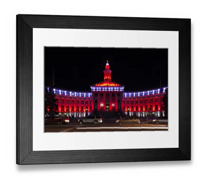 Framed Print : USA, Colorado, Denver, Denver City and Country Building with Christmas Lights