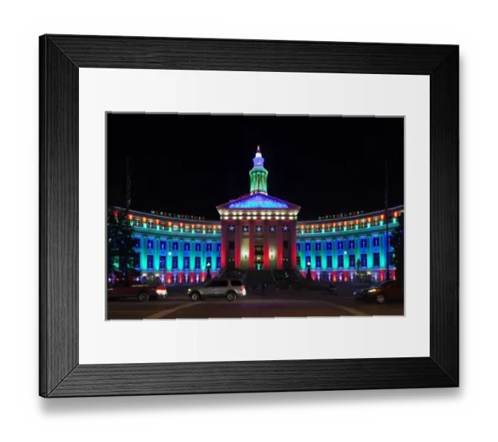 Framed Print : USA, Colorado, Denver, Denver City and Country Building with Christmas Lights Framed Print : USA, Colorado, Denver, Denver City and Country Building with Christmas Lights