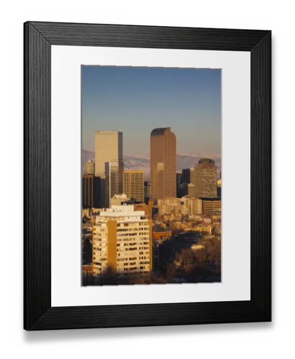 Framed Print : USA, Colorado, Denver, elevated view of downtown from Cheesman Park, dawn