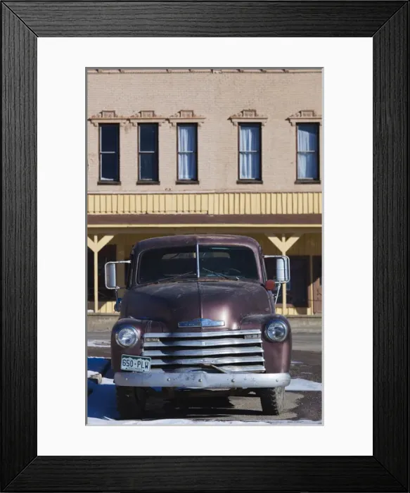 Framed Print : USA, Colorado, Leadville, 1950s Cheverolet pickup truck