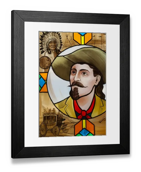 Framed Print : USA, Colorado, Golden, Lookout Mountain, Buffalo Bill Museum, museum stained glass window