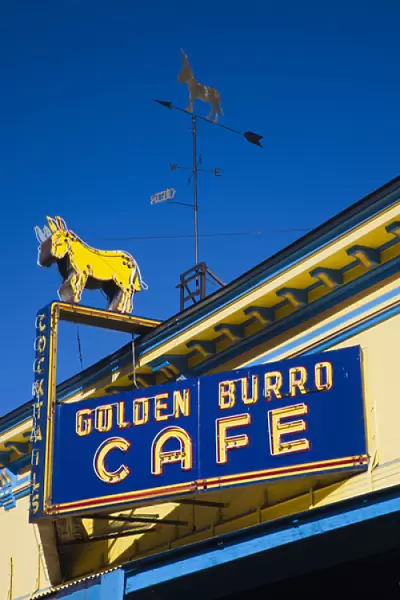 USA, Colorado, Leadville, sign for the Golden Burro cafe