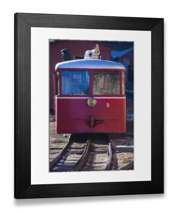 Framed Print : USA, Colorado, Manitou Springs, Pikes Peak Cog Railway, train cars Framed Print : USA, Colorado, Manitou Springs, Pikes Peak Cog Railway, train cars