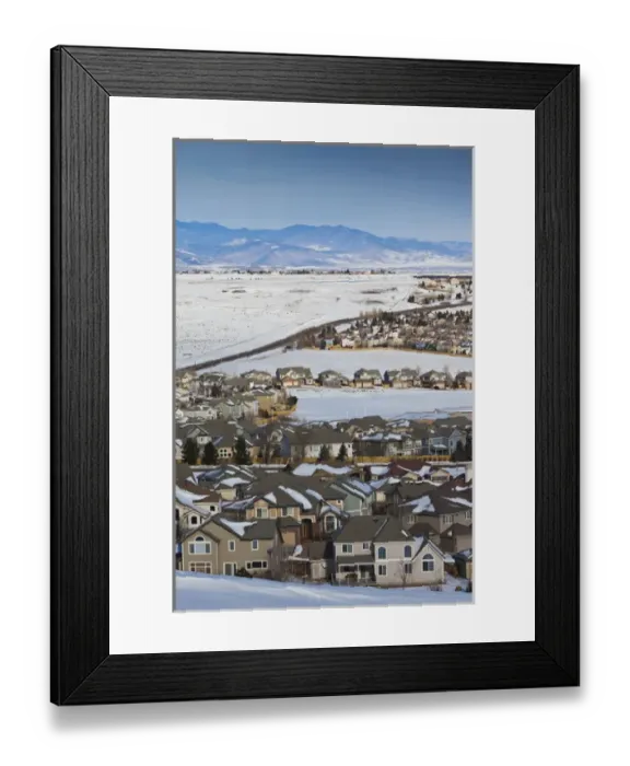 Framed Print : USA, Colorado, Superior, Greater Denver suburban development, winter