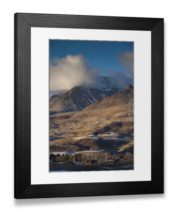 Framed Print : USA, Colorado, Telluride, elevated view of Mountain Village Ski Area Framed Print : USA, Colorado, Telluride, elevated view of Mountain Village Ski Area