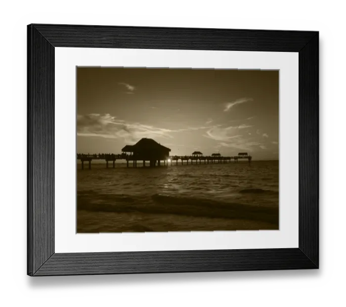 Framed Print : USA, Florida, Clearwater beach and pier at sunset